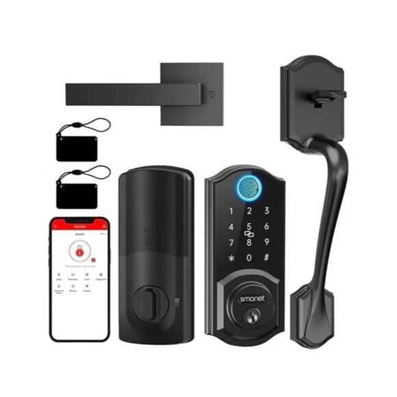 Front Door Lock Set with Handle Fingerprint Keyless Entry Smart Deadbolt - Picture 1 of 9